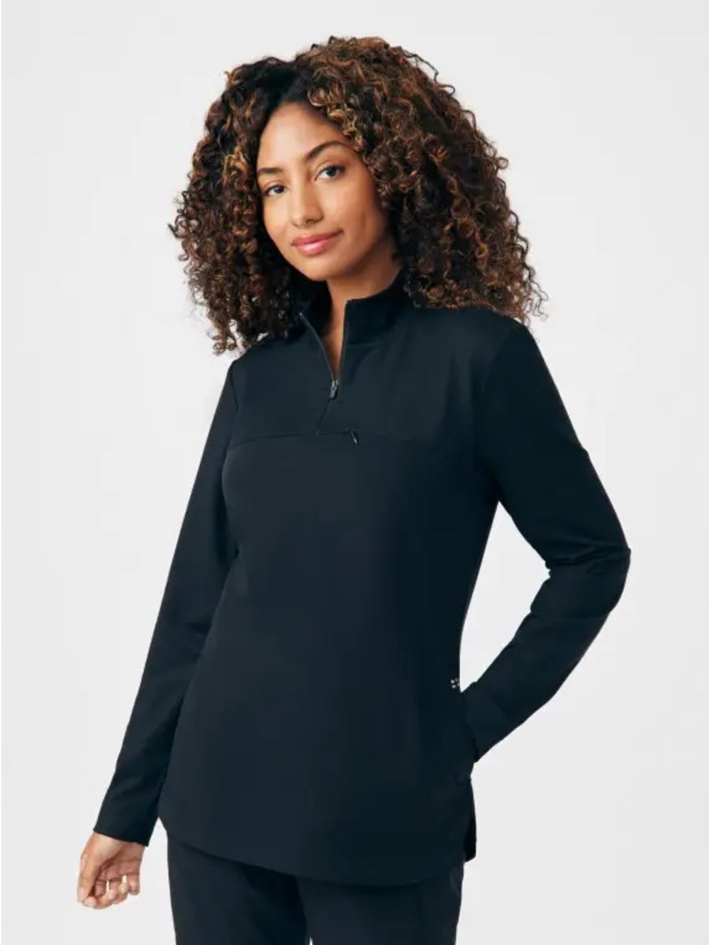 White Cross Women’s Quarter-Zip Pullover Scrub Top, Black, Size L, NWOT